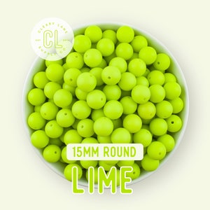 15mm Lime Silicone Beads, Round Silicone Beads, Loose Silicone Beads, Wholesale Silicone Beads, 100% Food Grade Silicone