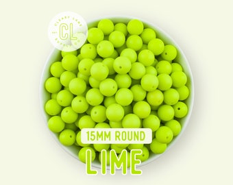 15mm Lime Silicone Beads, Round Silicone Beads, Loose Silicone Beads, Wholesale Silicone Beads, 100% Food Grade Silicone