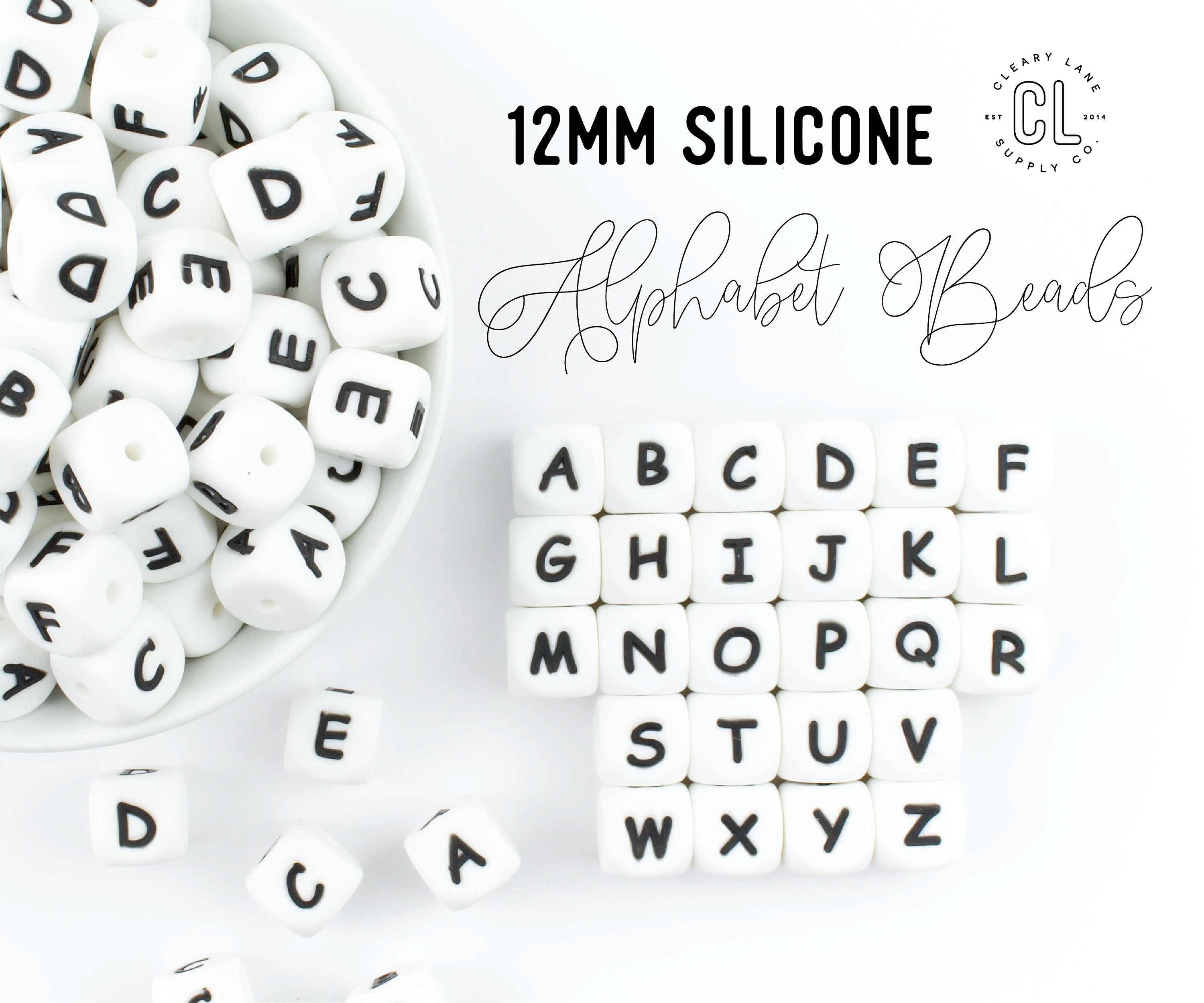 Silicone Teething Beads 104pcs DIY Teether Beads BPA Free Alphabet Letter  Beads Bulk for Baby Name / Letter 