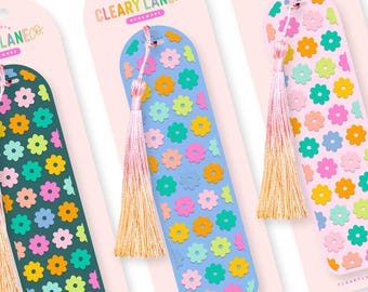 Floral Acrylic Bookmark with Ombre Tassel, Book Lover Gift