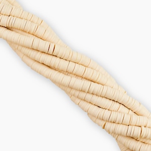 6mm Heishi kralen, polymeerklei kralen, Afrikaanse vinyl schijf kralen, groothandel kralen, gekleurde Heishi strand kralen, 16 inch strand, beige