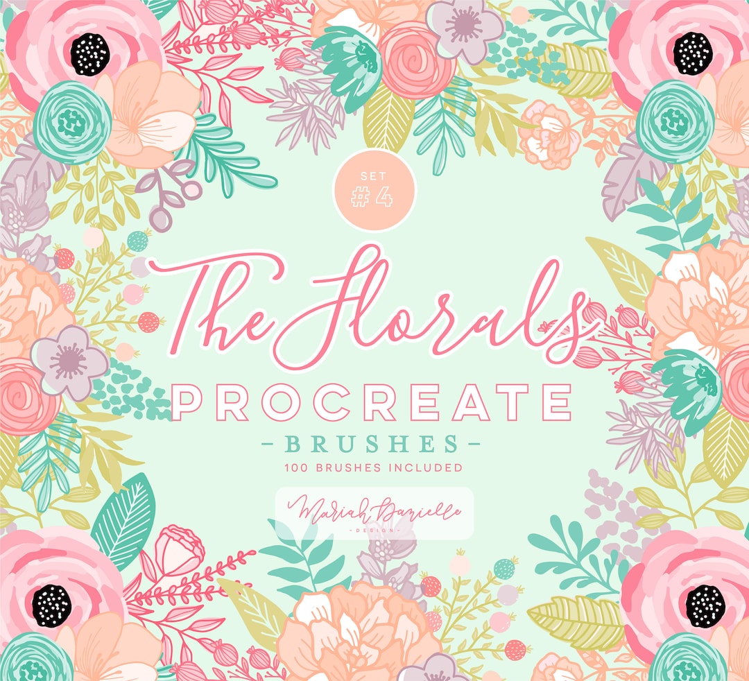 Procreate Floral Brushes, 100 Procreate Brushes, Flower Stamp Brushes ...