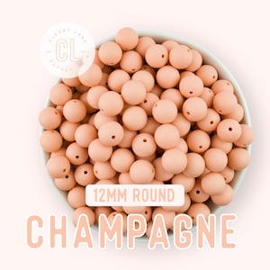 12mm Champagne Silicone Beads, Round Silicone Beads, Silicone Beads, Wholesale Silicone Beads, 100% Food Grade Silicone, Sensory Beads