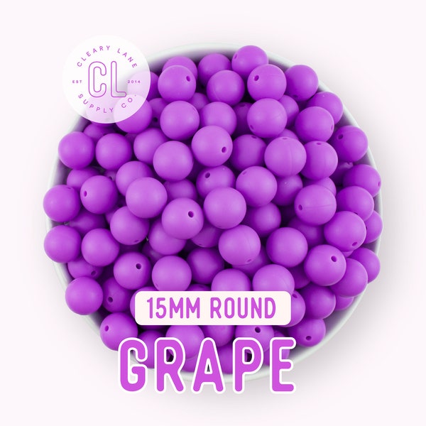 15mm Grape Silicone Beads, Round Silicone Beads, Loose Silicone Beads, Wholesale Silicone Beads, 100% Food Grade Silicone