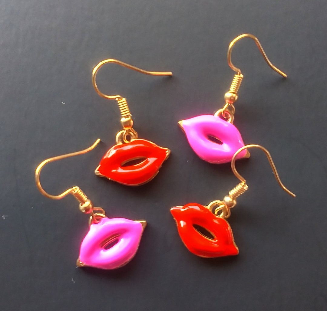 Lips Earrings Mouth Earrings Dangle Earrings Charm Jewelry Etsy