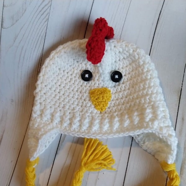 Crochet Chicken Hat ~ made to order any child size newborn to 12yrs