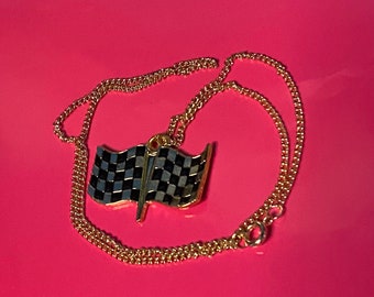 Double checkered gold plated racing jewelry  Tracey's Racing Jewelry Exclusive item
