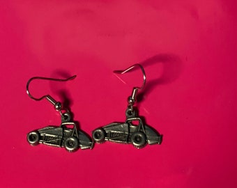 Traceys racing jewelry USAC NON wing sprint car pewter charm earrings