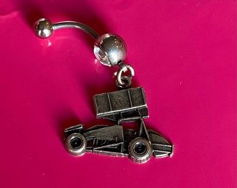 World of Outlaws ASCS sprint car belly ring bar with crystal Tracey's Racing Jewelry exclusive item