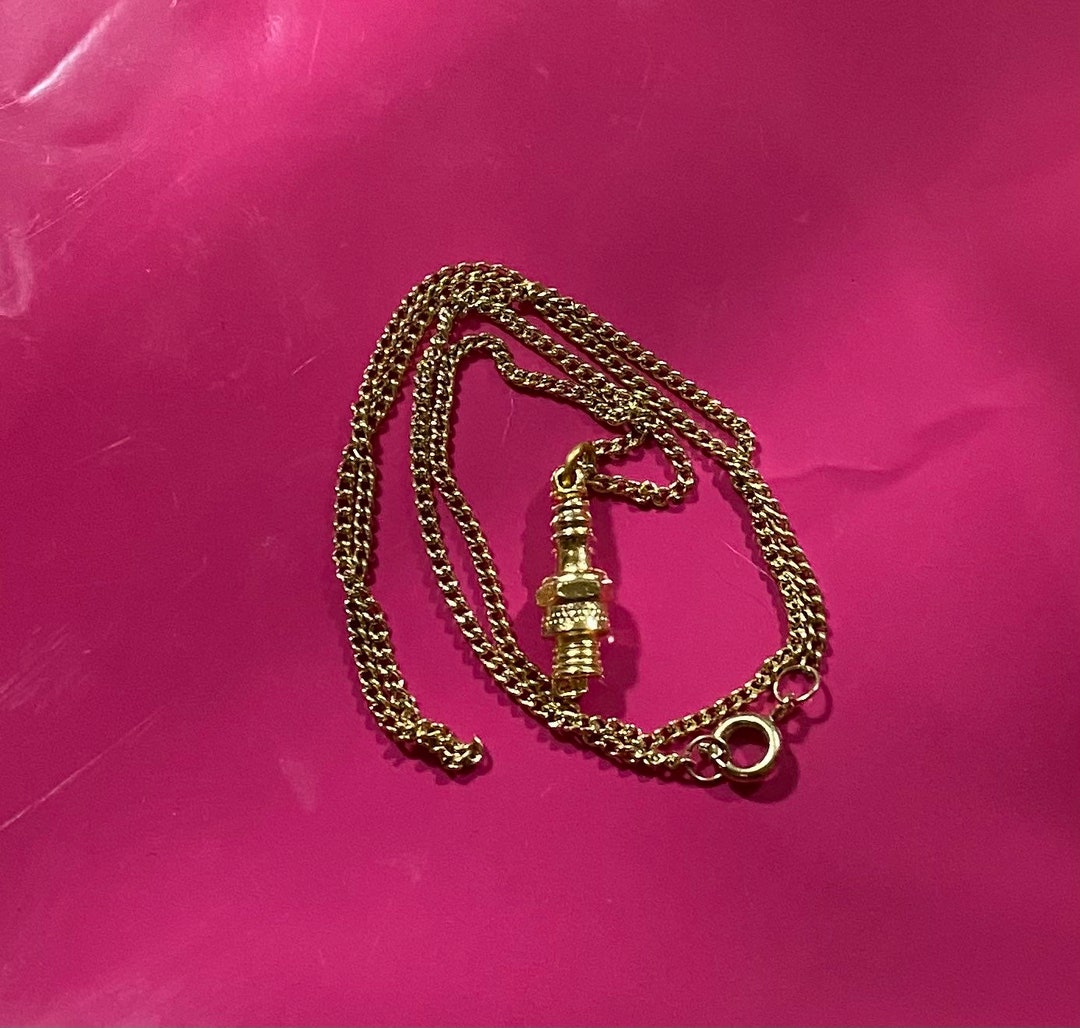 Traceys Racing Jewelry Gold Tone Spark Plug Necklace Etsy