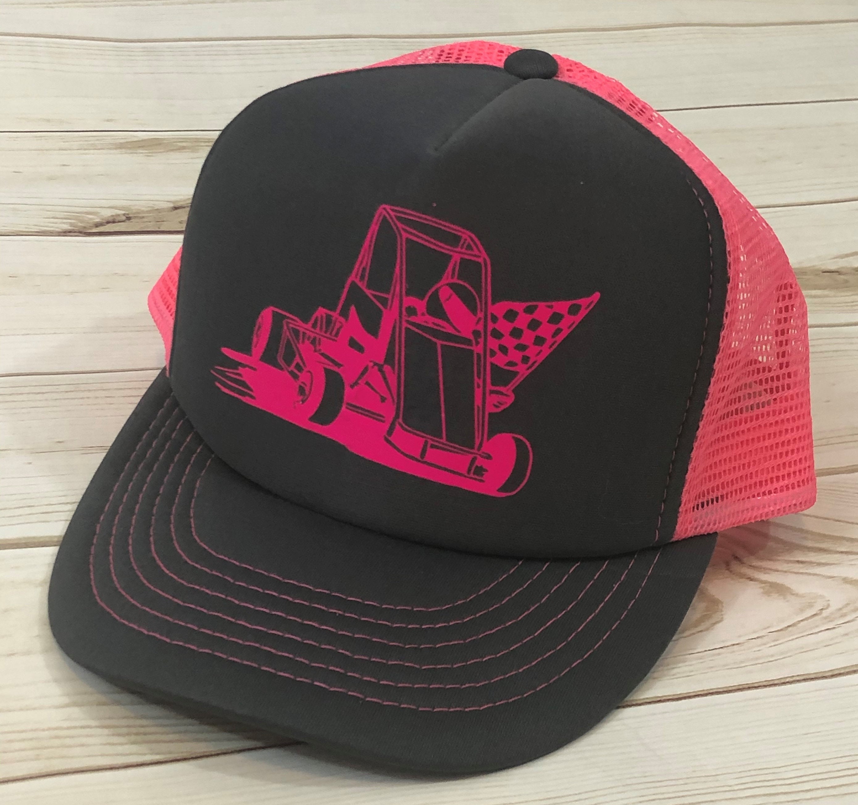 Quarter midget non wing sprint car trucker hat black and pink Etsy