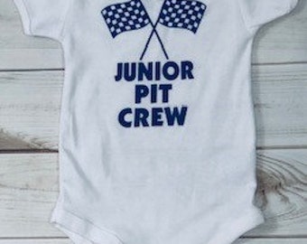 Baby boys body suite one piece tshirt junior pit crew