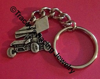 sprint car pewter keychain.  Tracey's Racing Jewelry