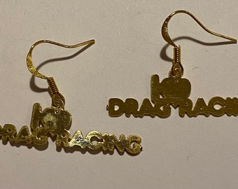 I love drag racing goldstone earrings Closeout price