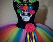 Dia de los Muertos Day of the Dead Sugar Skull Baby Toddler Girl Birthday Halloween Costume Tutu Dress from LanYapCrafts