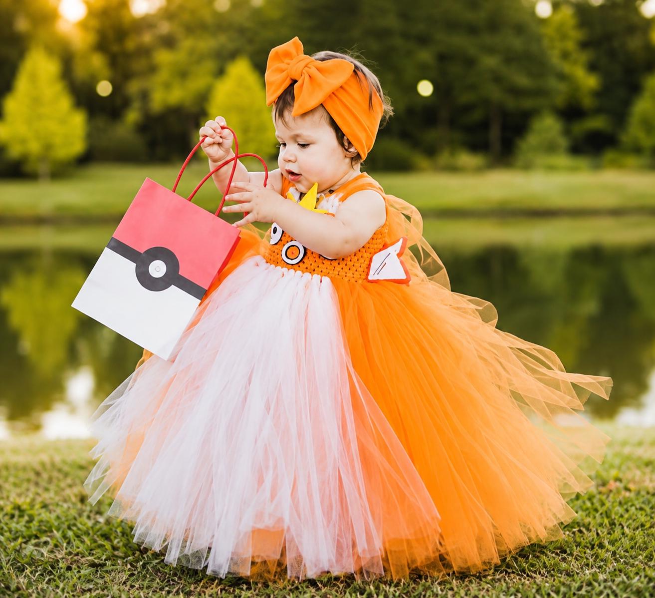 pokemon birthday dress Magikarp Halloween Costume | | Toddler Girl Cosplay Outfit Size:18/3XL A-Line Dress Guide 2026| Pokemon costume skirt has chapel train wedding dress