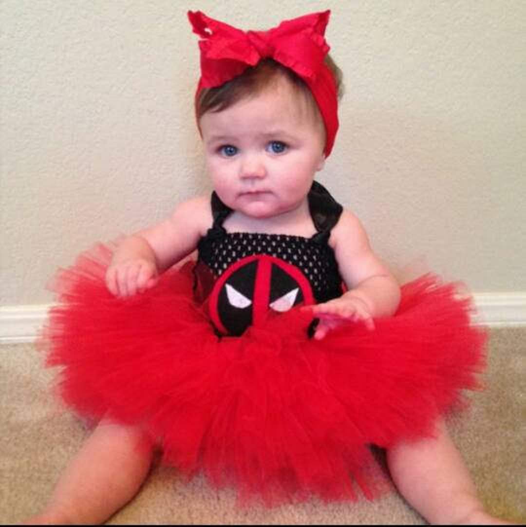 Deadpool Baby Tutu Dress: Crochet Bodice, Comic Con Cosplay
