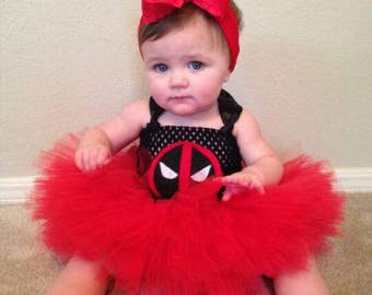 Deadpool Baby Tutu Dress: Crochet Bodice, Comic Con Cosplay