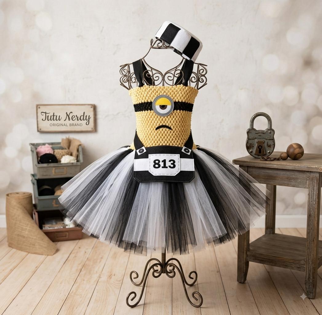 ワンピース Luminous tulle ribbon drape minionepiece Minion Tutu Dress | Girls Halloween Costume | Purple Minion