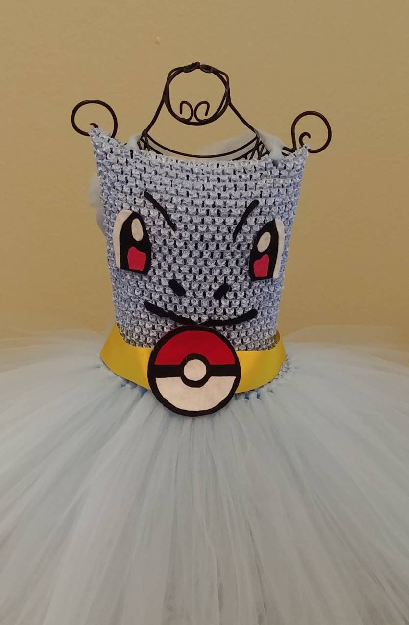 pokemon dress Squirtle Go. Birthday Cosplay Halloween Costume Baby Toddler Girls Tutu From Lanyapcrafts Color:Orange/Raspberry Mini dress model_deni Toddler The back of the