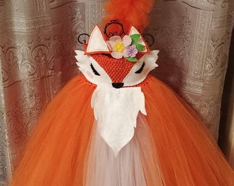 Kawaii Fox Tutu Dress: Pink Flower Halloween Costume