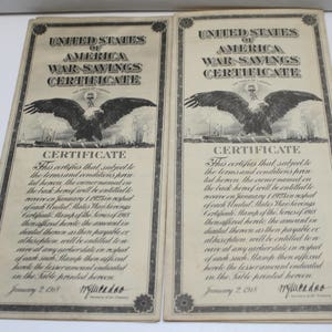 Original United States of America Unused War-Savings Certificates Series of 1918 image 7