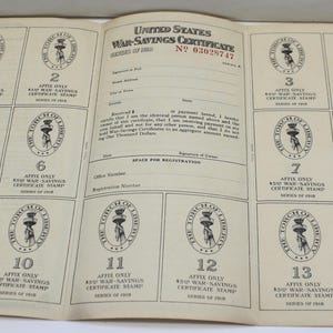 Original United States of America Unused War-Savings Certificates Series of 1918 image 4