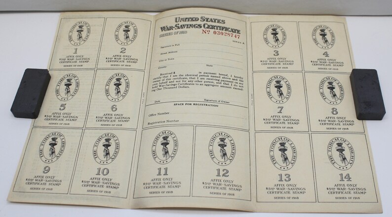 Original United States of America Unused War-Savings Certificates Series of 1918 image 4