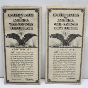 Original United States of America Unused War-Savings Certificates Series of 1918 image 1