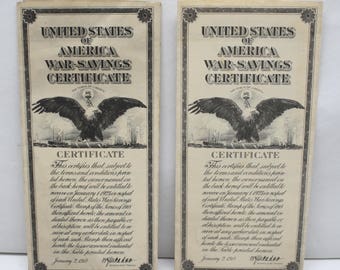 Original United States of America Unused War-Savings Certificates Series of 1918