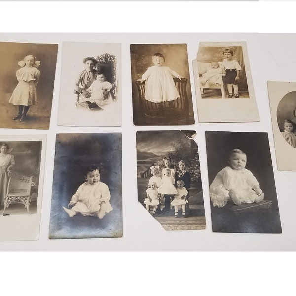 Antique Early 1900s Real Photo Post Cards: Children, Mother & Child, Baby, Kids | 1900s-1940s Real Photo Postcards