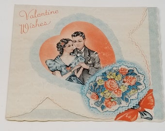 Vintage Early 1900s Valentine’s Day Card Valentine Wishes Fold Open Unused Light Wear