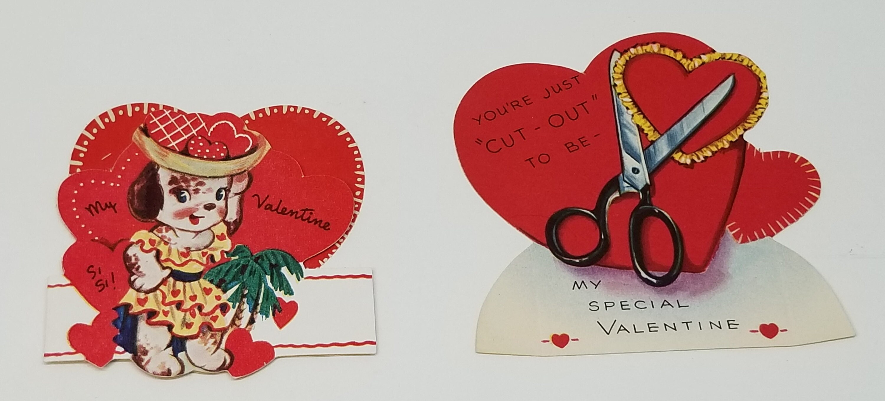 Vintage Die Cut Heart Shaped Spanish Inspired Valentine's Day Card Lot