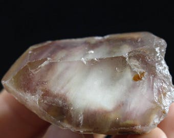 Awesome Phantom Quartz- Brazil- Feather like Inclusions, Beautiful Display Piece, Sets Nicely on Side- 49 Gram, 2 Inches tall by 1 1/4" wide