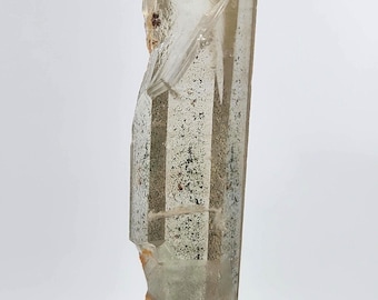 Shaman Quartz: 11.4 cm Long, Mina Zeca De Souza, Brazil- Slender Wand, Art on Face, Unpolished- ST30