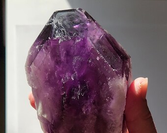 Unpolished Amethyst Wand- 21.3 cm Long- Bahia Brazil- Root, Dragon Tooth, Hydrothermal, Chunky, Elestial Growth- #6