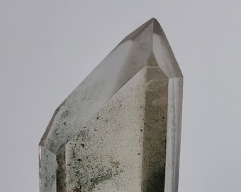 Light Smokey Shaman Quartz, Mina Zeca De Souza, Brazil- Partial Etched Termination, Tabular- 11 cm Long- Partial Polish- ST24