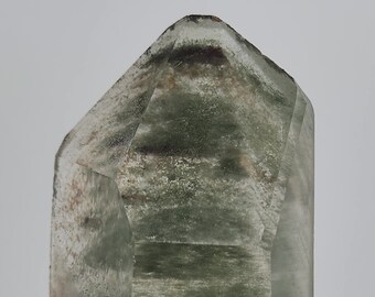 Amazing Garden Quartz, Mina Zeca De Souza Brazil- Highly Included, Many Stacked Green Chlorite Phantoms- 22.5 cm Long- Partial Polish- ST23