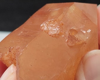 Tangerine Quartz Crystal- 6.3 cm Long- Brazil- Stands Perfectly, Snake Head Barnacle, Etched Rehealed Double Terminated Generator- TC17
