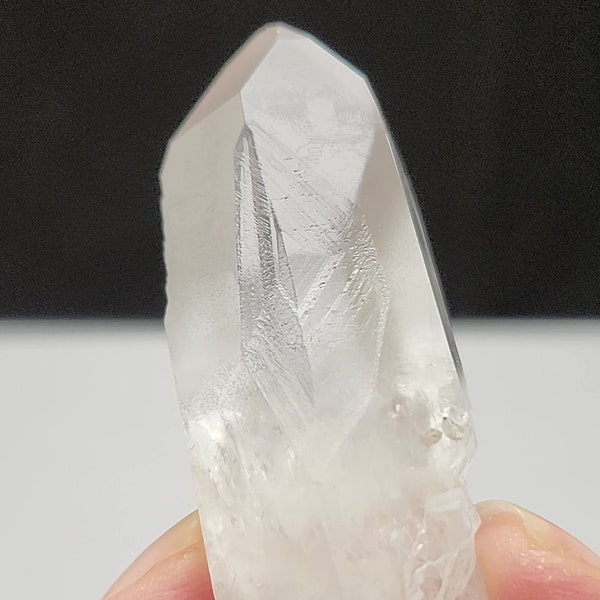 Lemurian Seed Quartz- 5.7 cm Long- Serra Do Cabral Mountains Brazil- Unpolished, Deep Thumb Key, Diamond Portal, High Texture Lines- LQ33