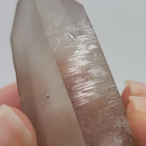 Light Smokey Starbrary Lemurian Quartz- 6.5cm/ 2.6in Long- Corinto Brazil- Textured Lines, Record Keepers, Etched Key, Rainbow- SL9