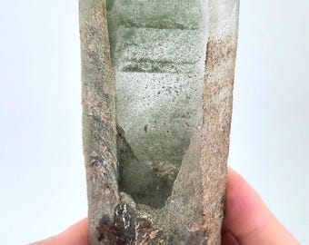 Massive Garden Quartz:  16.9 cm Long. Mina Zeca De Souza, Brazil- Chevrons, Partial Polish- ST11