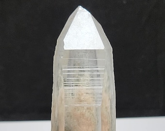 Lemurian Quartz- 13.2 cm Long- Serra Do Cabral Mountains Brazil- Highly Textured, Wand, Growth Interference Crack Possibly Talc- LX28
