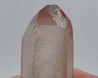 Red Pink Lemurian Seed Quartz- Serra Do Cabral Mountains Brazil- Hydrothermal Etched Empath "Scarlet Temple"- 4.5 cm Long- RL26