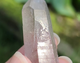 Lavender Pink Sunset Quartz- 5.4 cm Long Serra Do Cabral, Brazil- Tabular, Highly Etched Records and Glyphs, Hematite, Possible Lithium- C8