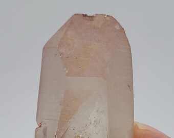 Red Pink Lemurian Seed Quartz- 2.2 inch Long- Serra Do Cabral Mountains Brazil- "Scarlet Temple" Empathic, Matte Luster, Shovel Face- RM10