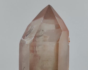 12.9 cm Long Red Pink Lemurian Quartz- Serra Do Cabral Mountains Brazil- "Scarlet Temple" Large Generator, Bridge, Record Keeper- RL36