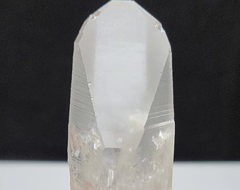 Lemurian Seed Quartz- 7 cm Long- Serra Do Cabral Mountains Brazil- Unpolished, Shovel Face, Classic High Texture Lines, Milky Base- LQ30