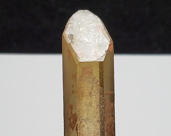 Natural Citrine Quartz Crystal 2.7 inch or 6.8 cm Long- Zambia Africa- Unpolished Point- Shovel Termination, Exterior Mineralization- A5