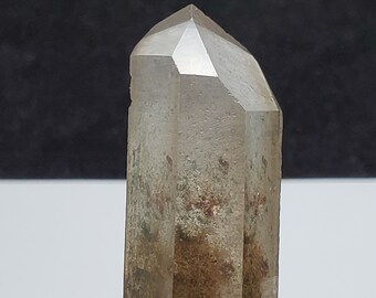 Starbrary Shaman Quartz Crystal Serra De Minas Brazil- Smokey Color Zones, Garden Mineral Inclusions- 7.5 cm Long- Partial Polish- SS16